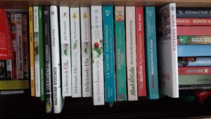 Cookbooks on a shelf | Cookbook translation services